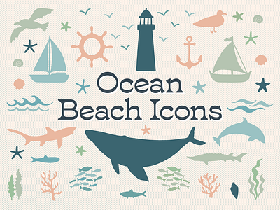 Ocean Beach Icons design graphic design icon illustration vector