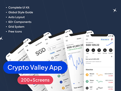 Crypto App - Crypto Valley | 200+ Screen | Figma app design coinbase crypto crypto app crypto app design crypto app kit crypto app ui crypto currency crypto ui crypto uiux crypto valley cryptoapp cryptoui ui ui kit ux