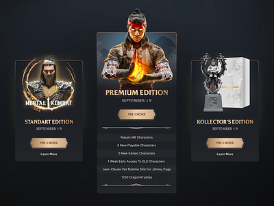 Mortal Kombat 1 | Pricing Cards button cards design fighting game gamedev gamedevelopment graphic design price ui videogame web webdesign