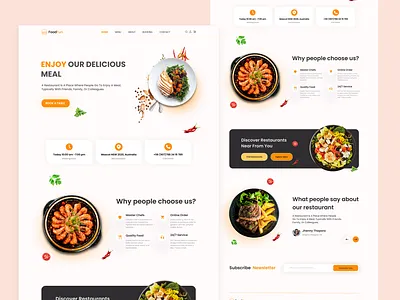 FoodFun - Food Landing Page UXUI Design animation app branding burger website cafe website design food delivery website food website ideas foodfun website foodie website graphic design illustration logo motion graphics pizza website restaurant website restaurant website design ui ux vector