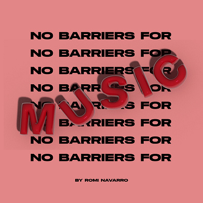 Poster-001 NO BARRIERS FOR MUSIC 3d design graphic design illustration music poster red vector