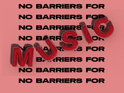 Poster-001 NO BARRIERS FOR MUSIC 3d design graphic design illustration music poster red vector