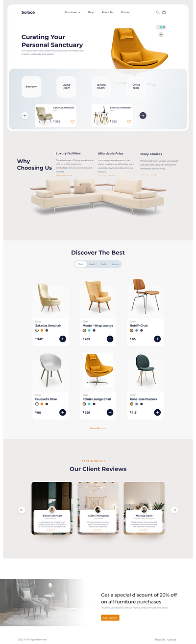 Modern Furniture Ecommerce Website buy design desktop ecomerce figma furniture illustration landing page shop store ui ux web