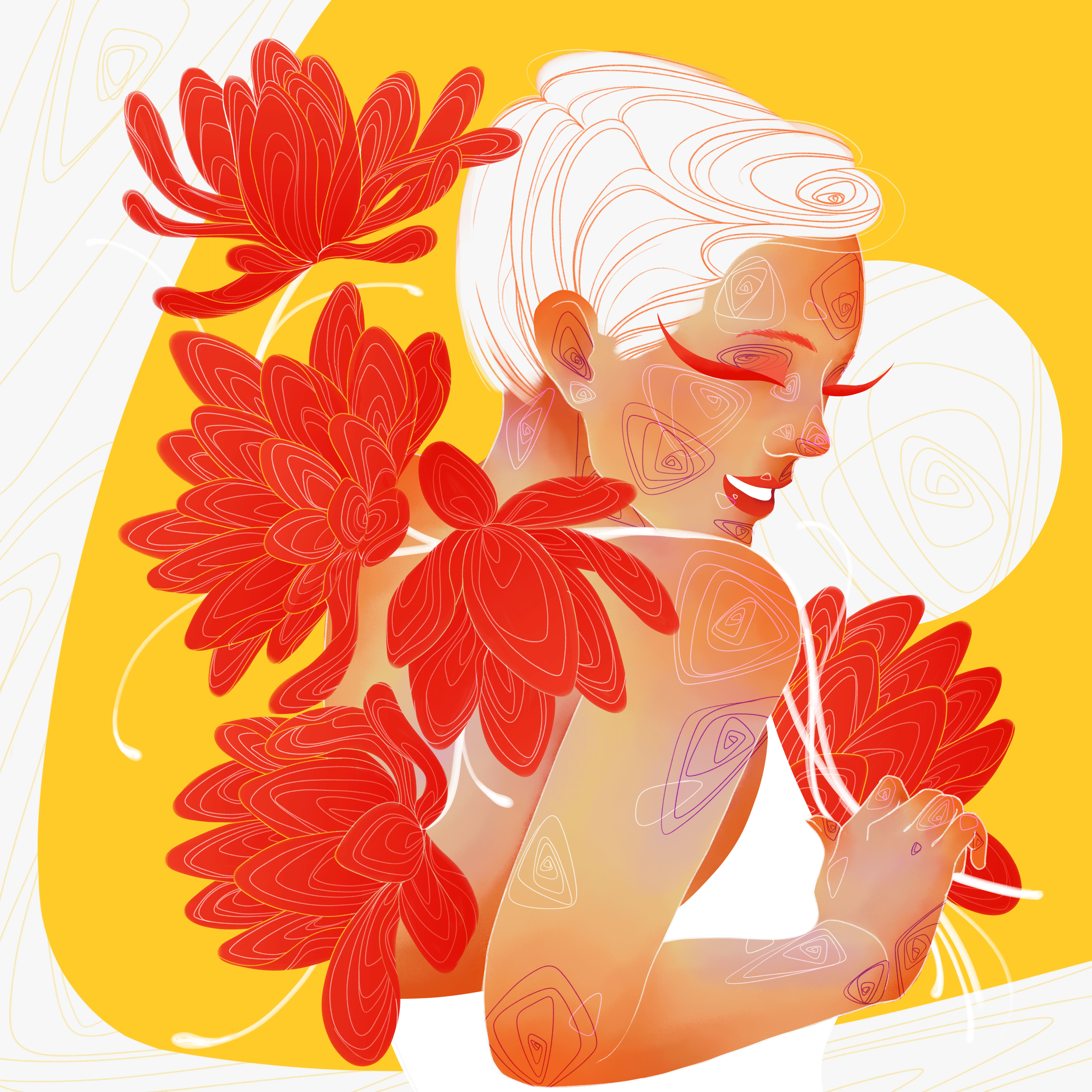 Magnolia colorful design digital art digital illustration drawing floral illustration magnolia portrait woman