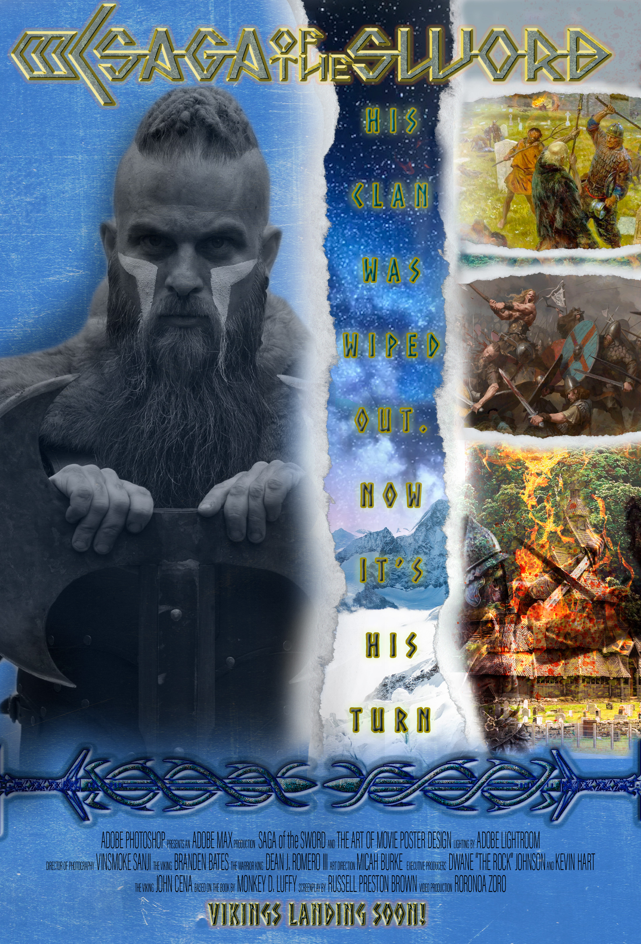 Final Project of Freshman Year: Viking Movie Poster battle design graphic design high school movie movie poster poster promotional viking viking movie