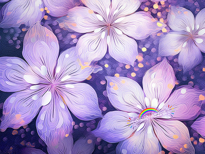 🌸 Flowers from the Enchanted Land 🌈🦄 adobe photoshop ai art creativewaama digital art fantasy flowers galaxy illustration lavender magic mystical