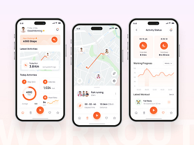 Workout & Fitness Tracker App activity tracker app design design exercise app figma fitness app gym health ios app mobile app mobile design running app tracking app uiux user interface weight loss workout app yoga app