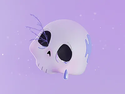 Kawaii Skull Render 3d illustration