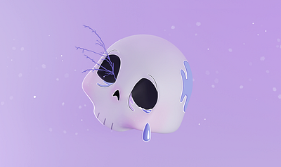 Kawaii Skull Render 3d illustration