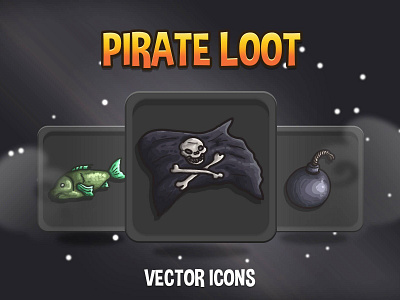 Pirate Loot Vector RPG Icons 2d asset assets fantasy game game assets gamedev icon icone icons illustration indie indie game mmo mmorpg pirate pirates rpg set vector