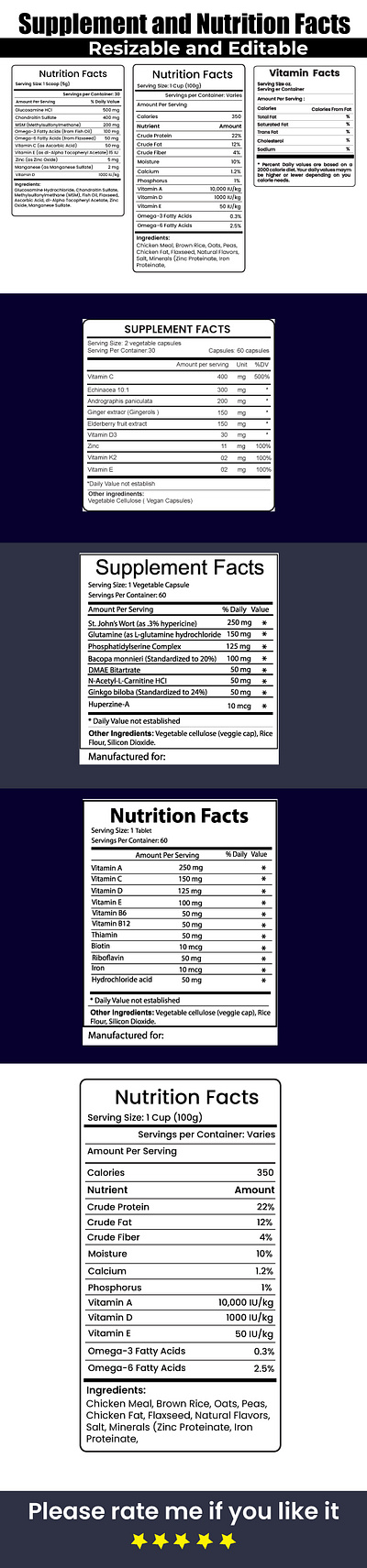 Supplement Facts and Nutrition facts facts label design nutrition nutrition facts packaging supplement supplement facts supplement label vitamin facts vitamin information