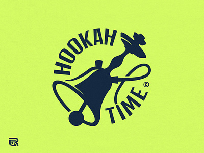 HOOKAH TIME bell branding circle emblem graphic design hookah lime logo design round smoke