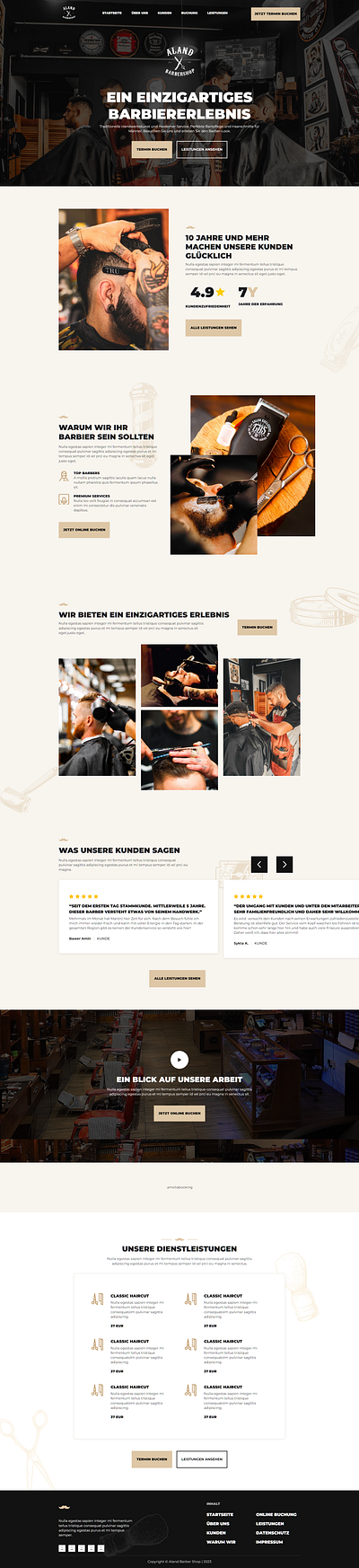 Web design for a barber shop from Germany barbier branding graphic design hair dresser ui web webdesign website