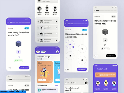 Quiz App UI Design app ui design blue ui color design gamification graphic design leaderboard design learning app minimal ui question quiz learning app quiz ui quiz ui design student learning app ui ux