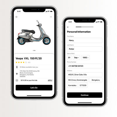 Bike rental app - UI Design adobexd design figma ui userinterface