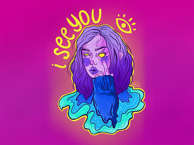 I see you female character illustration procreate