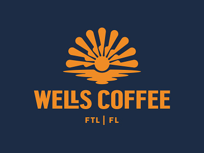 Wells Coffee beverage branding coffee drink florida identity illustration lettering logo merch mug sun typography