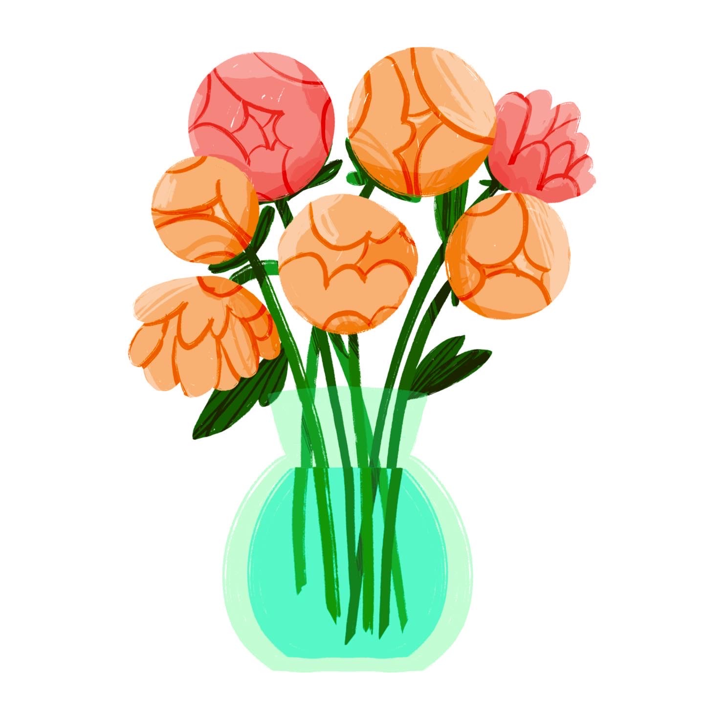 Peony Bunch colour cute design designer floral flower bunch flowers freelance graphic design hand drawn illustration illustrator lofi nature peony procreate vector
