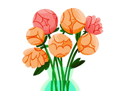 Peony Bunch colour cute design designer floral flower bunch flowers freelance graphic design hand drawn illustration illustrator lofi nature peony procreate vector