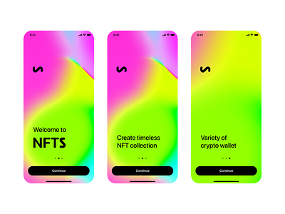 NFT-S — nft marketplace app UI/UX product design, Onboarding app branding design graphic design mobile nft marketplace app ui ux