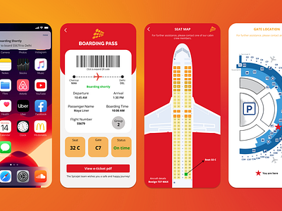 Mobile Boarding Pass airline airline boarding pass boarding pass boarding pass redesign dailyui flight boarding pass mobile mobile boarding pass spicejet spicejet boarding pass uiux design