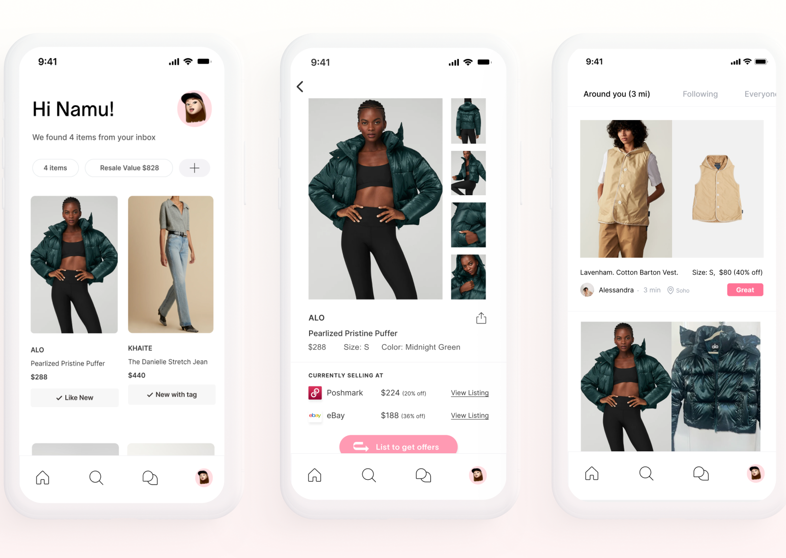 Mobile design for digital closet app by Namu on Dribbble