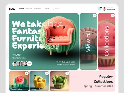 Ecommerce Shop - Fantasy Furniure design ecommerce furniture pastelicolor shop store ui ux watermelon