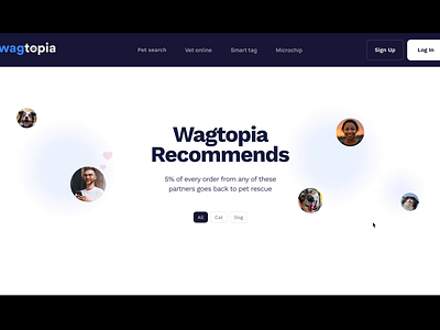 Recommends page for petlovers animation blue branding cat clean dog figma interactive mobile modern page pet psd redesign trend ui user ux visual webdesign