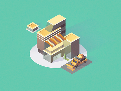 Shop Building Illustration 3d adobe app architecture building design illustration low poly minimal product design shop ui vector visual design