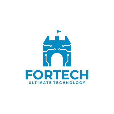 Fortress technology vector logo design blue computer data design firewall fortress logo security system technology vector