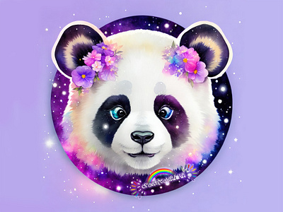✨ Galaxy Panda 🐼✨ adobe photoshop ai art cosmic art cosmos creativewaama digital art fantasy fantasy art galaxy galaxy art illustration lavender magic panda purple sticker watercolor whimsical