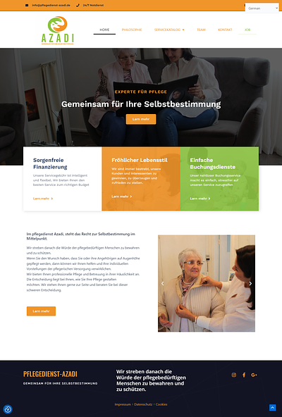 Multilingual Nursing Care website In German branding design graphic design multilingual ui ux website wordpress