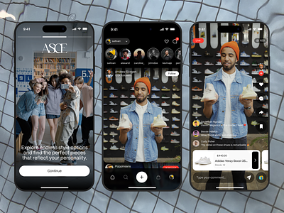 Live Shop Mobile App design ecommerce fashion interface marketplace mobile mobile app slide social social app social media tiktok ui ux