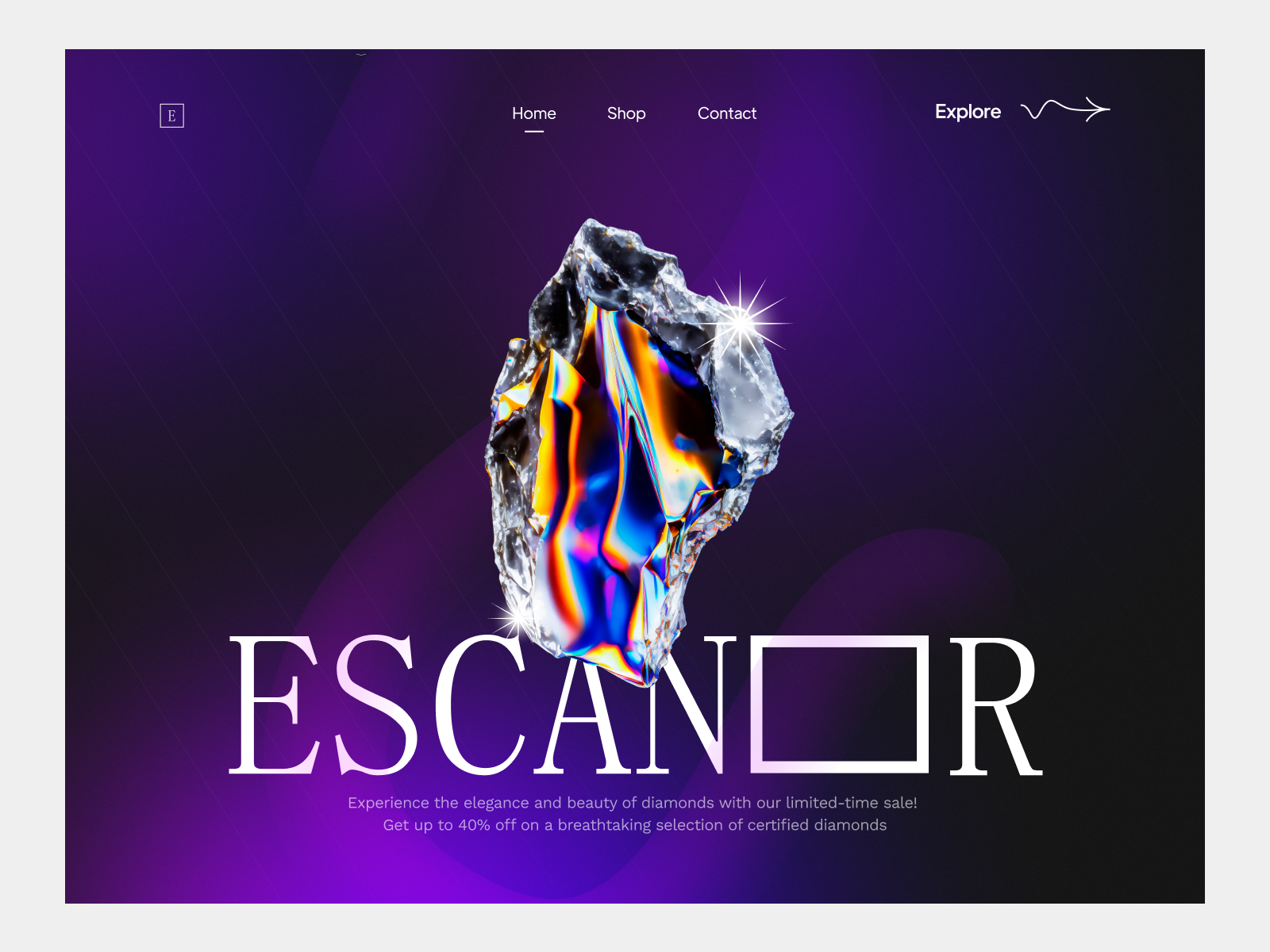 Escanor Diamonds Landing Page 3d dark mode dark theme fashion hero landing landing page light mode retro ui uiux ux