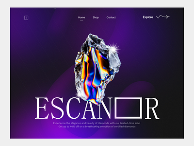 Escanor Diamonds Landing Page 3d dark mode dark theme fashion hero landing landing page light mode retro ui uiux ux