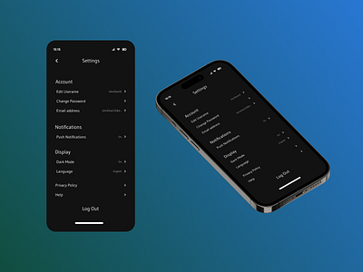 Settings page UI app design typography ui ux