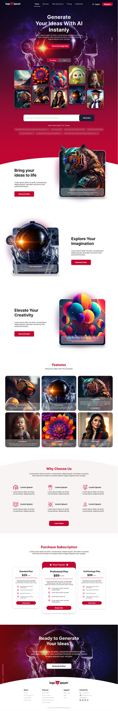 AI Image Generator Website ai ai concept ai generator ai website landing page ui uiux design web web design