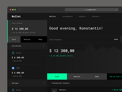 Crypto wallet UI exploration amount bankui binance bitcoin blockchain cards crypto cryptocurrency currency exchange exchange funds monzo p2p payments payments history revolut snp500 summary wallet web3.0