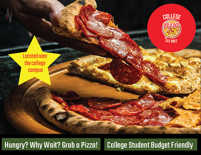 College Pizza Ad Mock-up advertisement branding design graphic design illustration typography