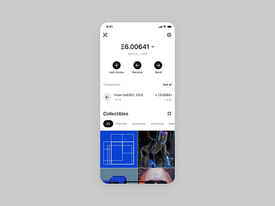 CLOT Wallet · Mobile animation appdesign blockchain clotwallet cryptoart cryptowallet dashboard design digitalart home menu minimal mobile mobileapp modern nft principle ui ux wallpaper