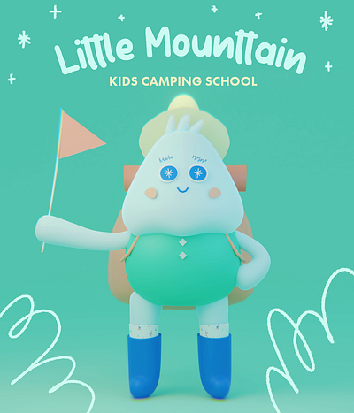 Little Mounttain - Kids Camping School 3d b3d blender camping character design green kids