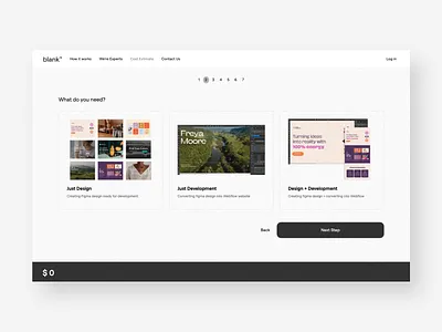 blank™ Cost Estimate Tool blank blankwebco design ui uiux web dev webflow website design