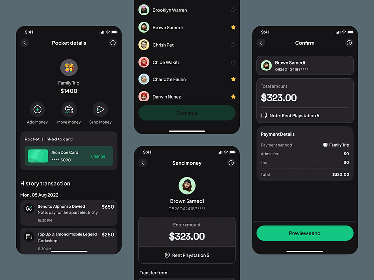 PocketPal - E Wallet App UI Kit (Send Money) by Nija Design for Nija ...