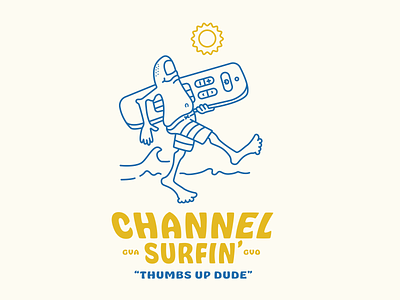 Channel Surfin' Retro Summer T-Shirt Graphic beach branding finger graphic design hand retro sun surf thumbs up type vector vintage