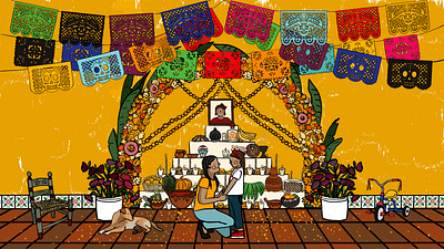 Mañana viene la abuela altar artedigital artwork cultura day of the death design dia de muertos digitalart halloween illustration mexico oaxaca ofrenda tradiciones