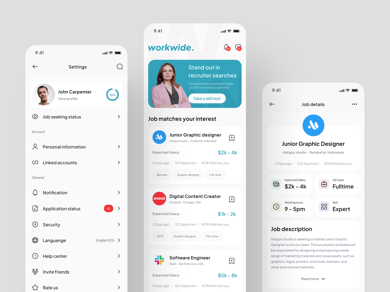 Workwide - Job Finder Apps UI KIT by Hatypo Studio on Dribbble