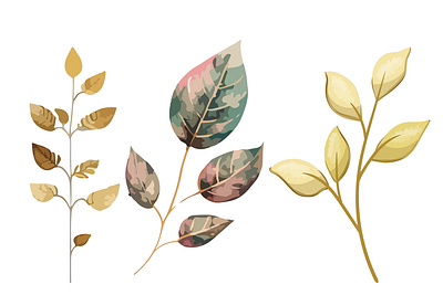 Set of watercolor leaves design graphic design illustration leaves watercolor