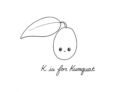 Day 101-365 K is for Kumquat 365project cute illustration ink kawaii kumquat