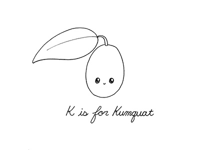 Day 101-365 K is for Kumquat 365project cute illustration ink kawaii kumquat