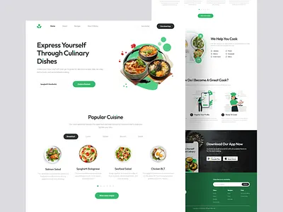 Resip - Cooking SaaS Landing Page branding clean cooking design download flat hero how it works illustration landing landing page logo popular recipe saas ui user interface ux web design